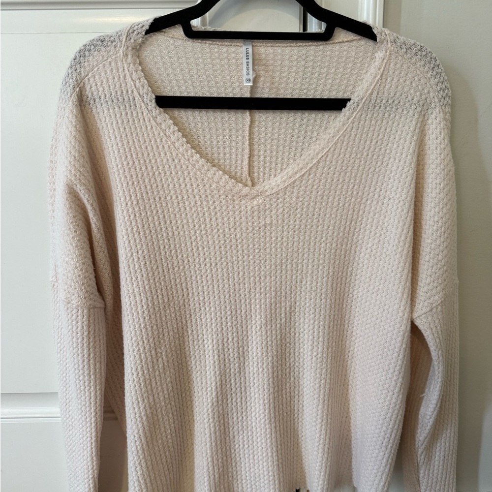 Lulus Basics Woman’s Pink/Cream Sweater. Size XS